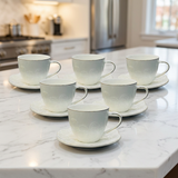 Elegant Primrose Embossed Cup & Saucer Set 12 Piece