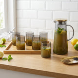 Nordic Smoke Glass Pitcher and Beverage Service Set 8 Piece