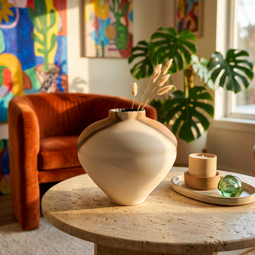 Elegant Ceramic Pot Modern Earth Toned