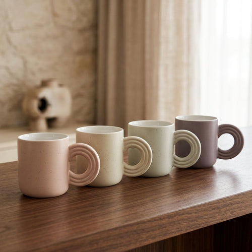 Chunky Doughnut Handle Ceramic Coffee Mugs