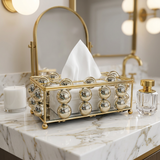 Luxe Gold Wire & Polished Orb Tissue Box Holder