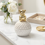 Elegant Teddy Diamond Quilted Trinket Box