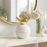 Modern Spherical Ceramic Bird Trinket Box
