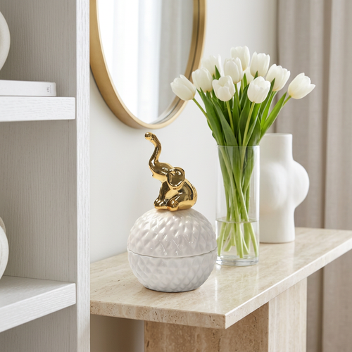 Imperial Spherical Ceramic Elephant Trinket Box