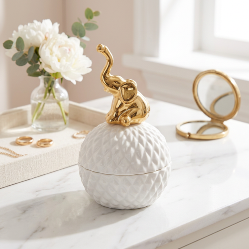 Imperial Spherical Ceramic Elephant Trinket Box