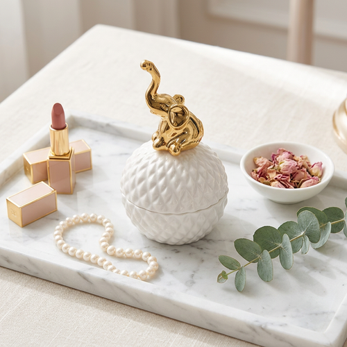 Imperial Spherical Ceramic Elephant Trinket Box