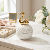 Elegant Spherical Ceramic Flamingo Trinket Box