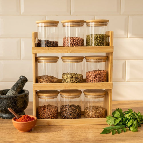 Natura Grid 3-Tier Bamboo Spice Rack Organizer
