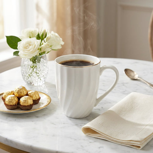 White Ceramic Spiral Texture Mug 370 ML
