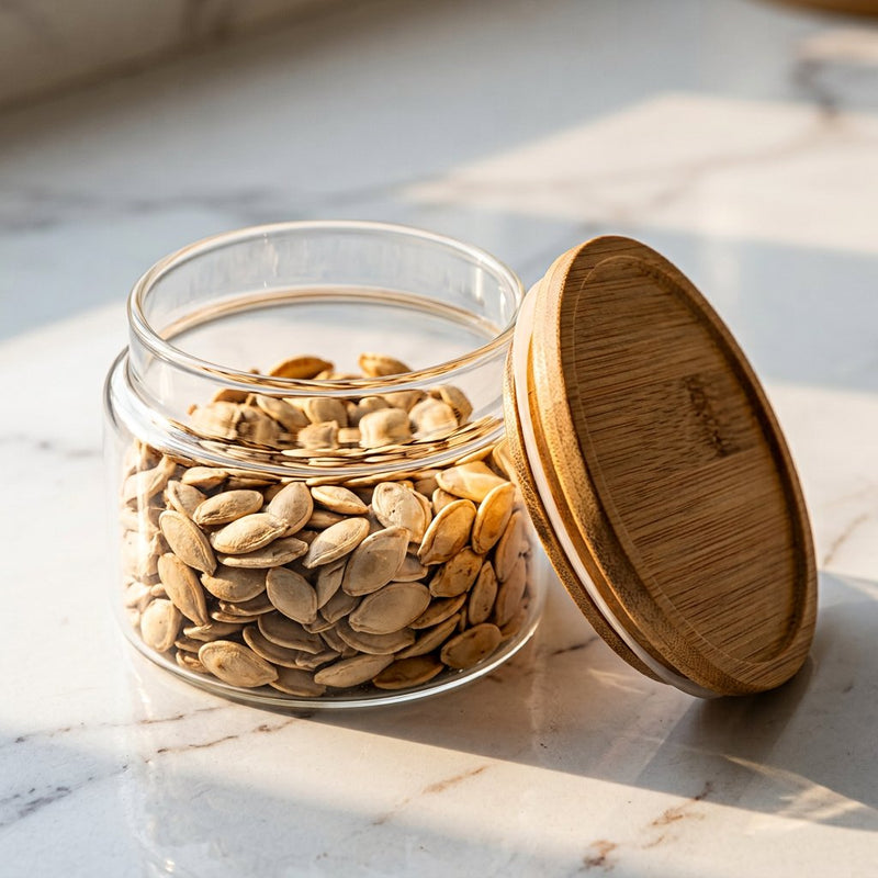 Stackable Glass Storage Jar Set with Bamboo Serving Tray
