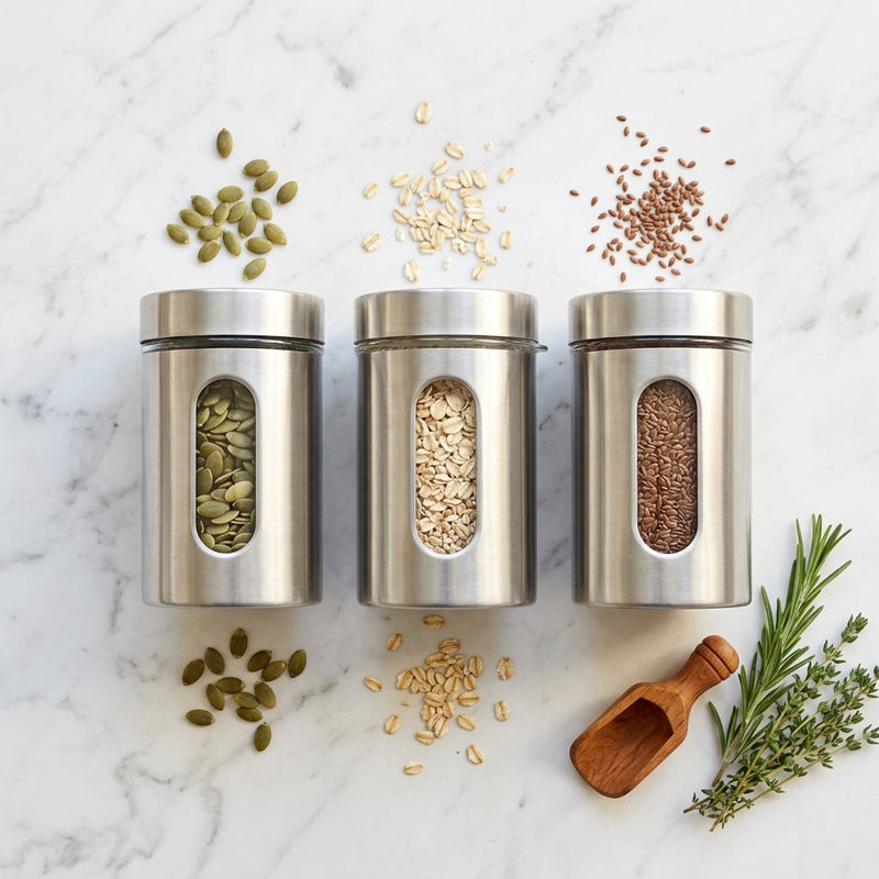 Stainless Steel Kitchen Canister Set of 3