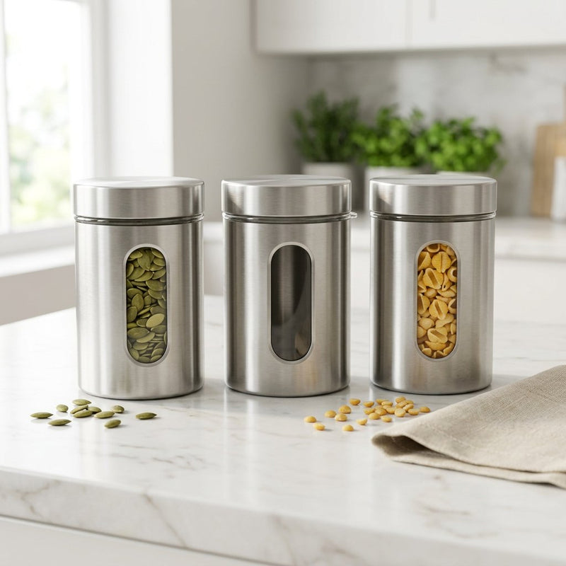 Stainless Steel Kitchen Canister Set of 3