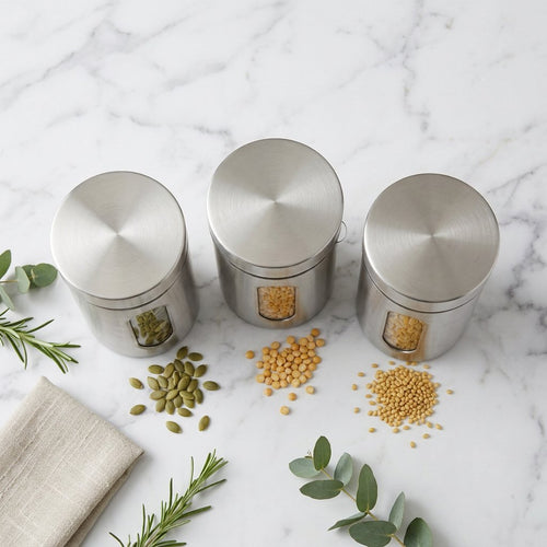 Stainless Steel Kitchen Canister Set of 3