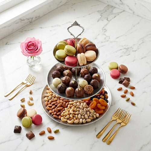 Apex 2 Tier Brushed Silver Patisserie Tower