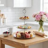Apex 2 Tier Brushed Silver Patisserie Tower