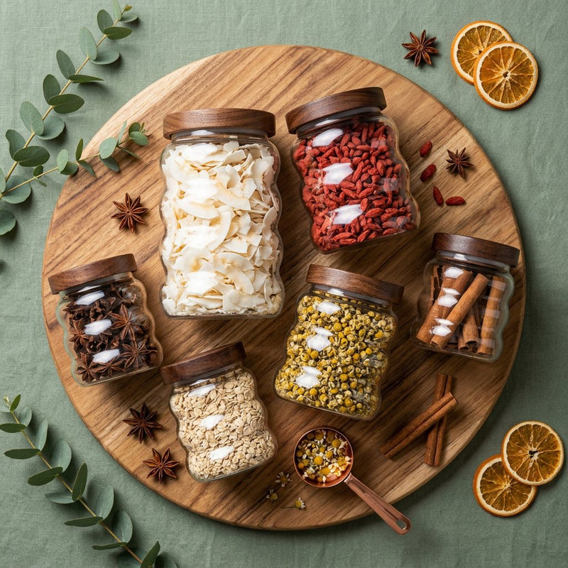 Modern Glass Food Storage Canister Set of 3