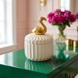 Tabletop Storage Jar with Flamingo Gold Accent