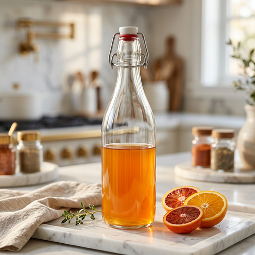 Crystal-Clear Glass Beverage Carafe with Wire Bail Flip Top