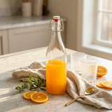 Crystal-Clear Glass Beverage Carafe with Wire Bail Flip Top