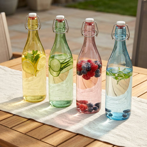 Vintage Tinted Water Carafe with Clip Closure