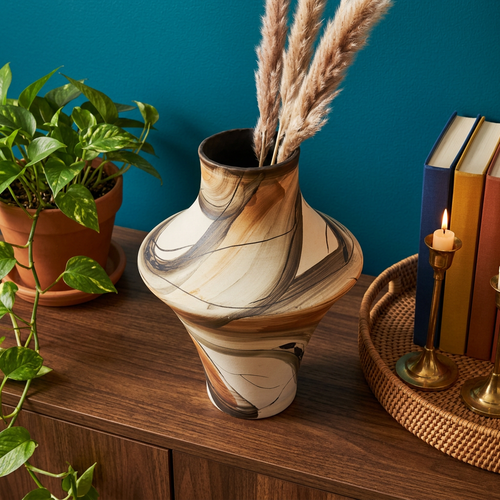 Elegant Solstice Earth & Charcoal Tone Vase