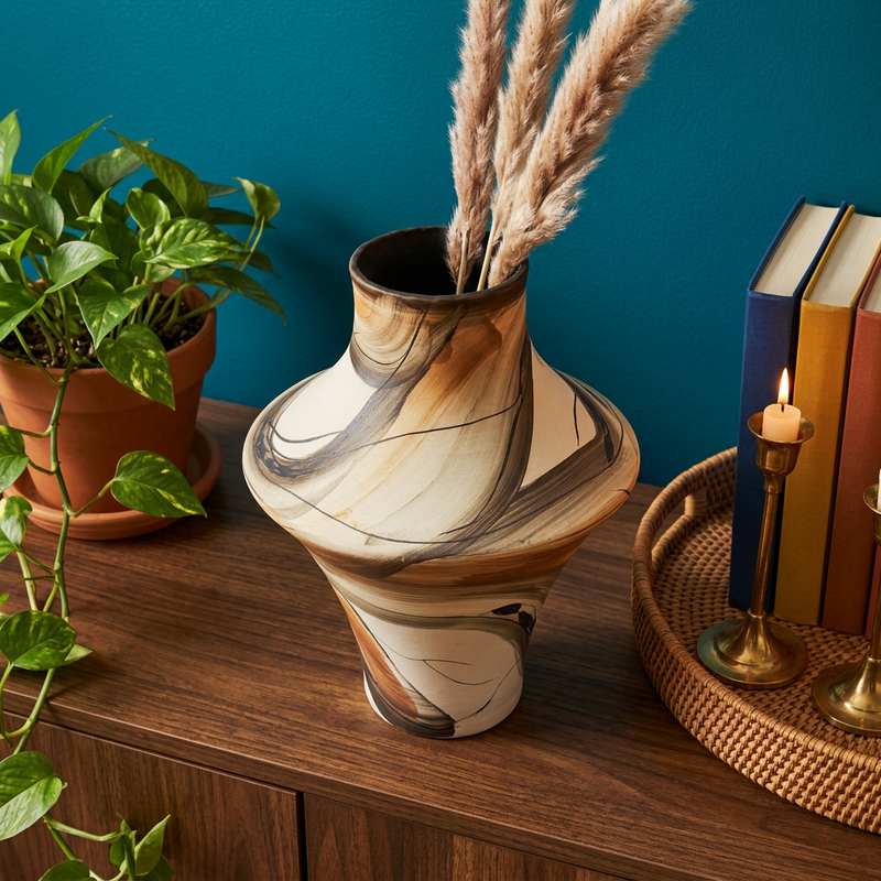 Elegant Solstice Earth & Charcoal Tone Vase