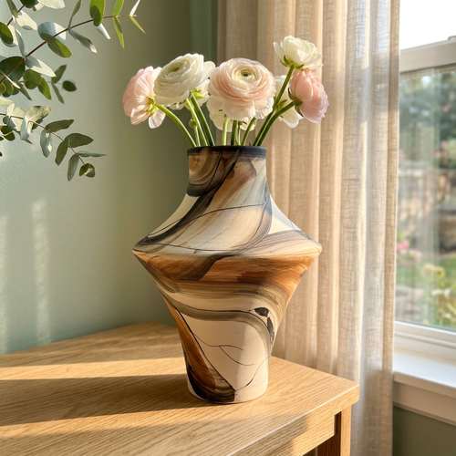 Elegant Solstice Earth & Charcoal Tone Vase