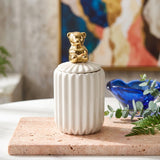 Slim Ceramic Vanity Jar with Bear Handle
