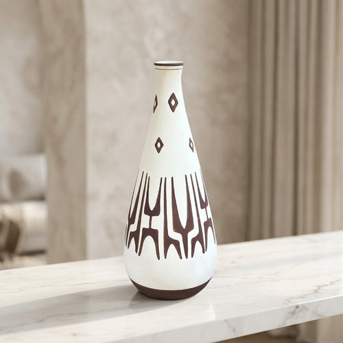 Modern Bottle Vase with Geometric Motifs