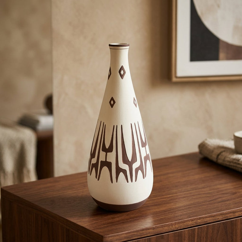 Modern Bottle Vase with Geometric Motifs
