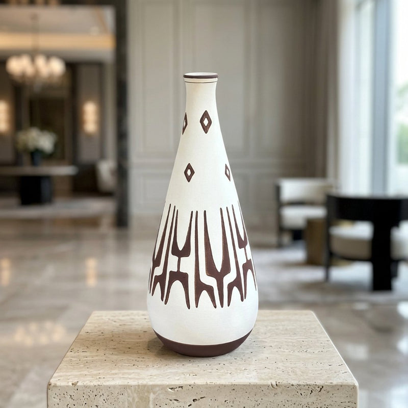 Modern Bottle Vase with Geometric Motifs