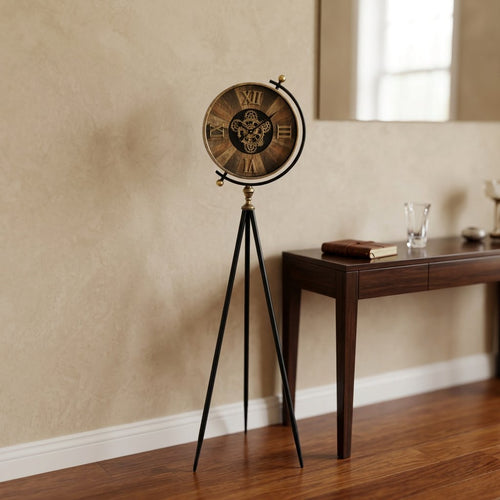 Elegant Industrial Steampunk Tripod Clock