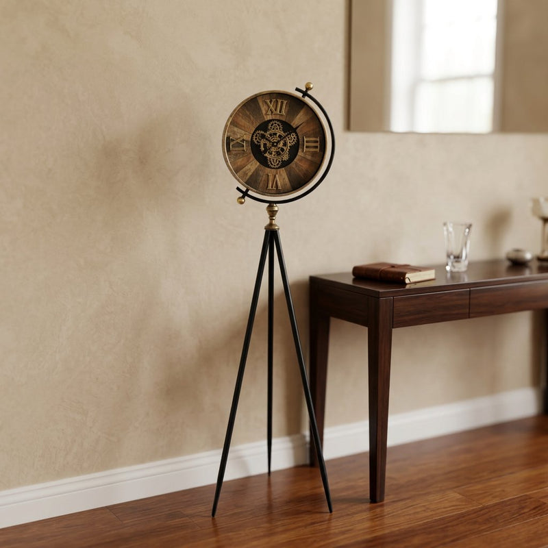 Elegant Industrial Steampunk Tripod Clock