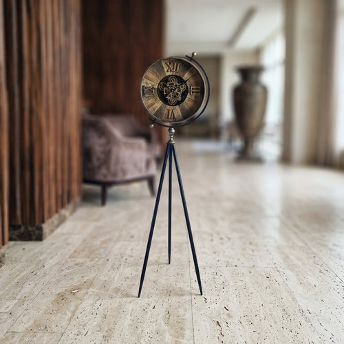 Elegant Industrial Steampunk Tripod Clock