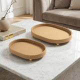 Minimalist Oval Catchall Trays Warm Caramel Set of 2