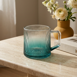 Ocean Teal & Clear Glass Set of 6