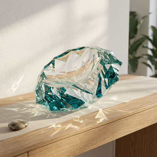 Elegant Aquamarine Diamond Decorative Sculpture