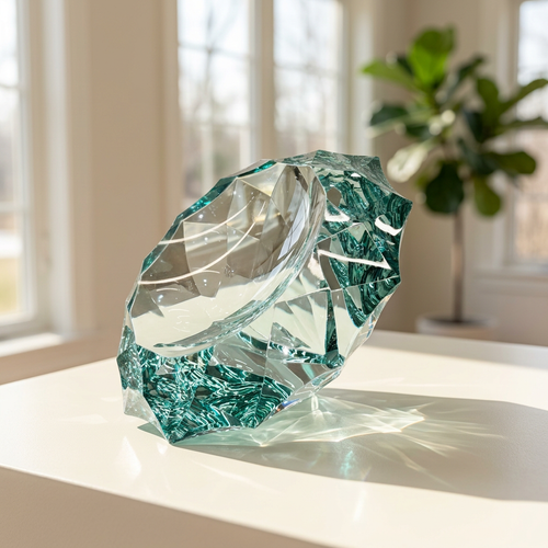 Elegant Aquamarine Diamond Decorative Sculpture