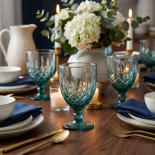Elegant Ocean Aqua Textured Glass Set of 3