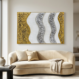 Luxury Crushed Quartz, Gold Leaf, and Textured Wave Collage