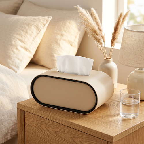 Modern Cream Textured Tissue Box Cover