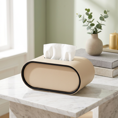 Modern Cream Textured Tissue Box Cover