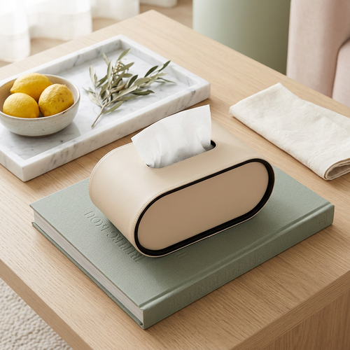 Modern Cream Textured Tissue Box Cover