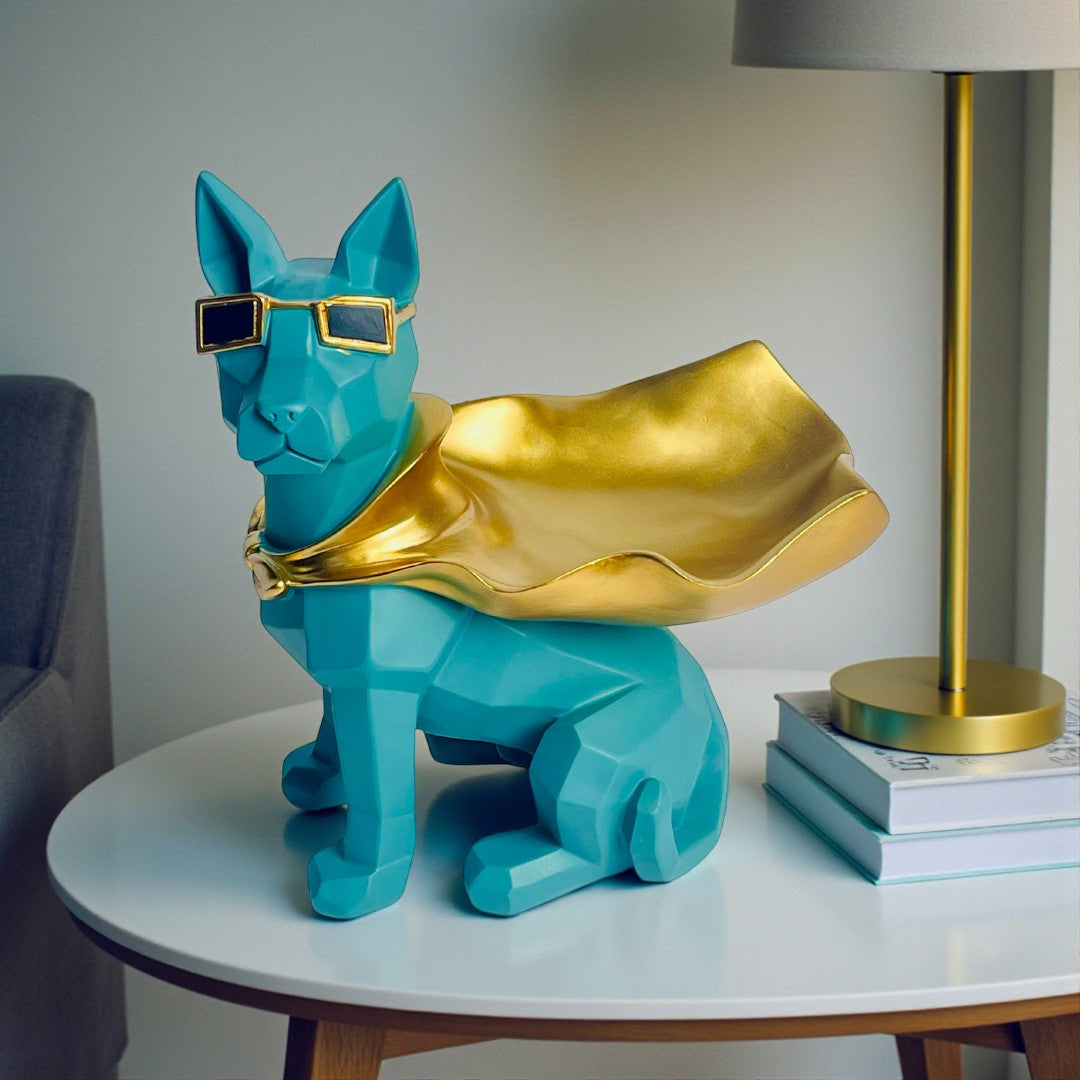 Elegant Dog with Tray Modern Decorative Showpiece