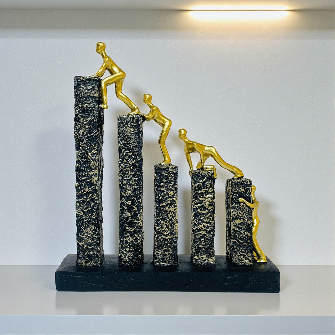 Abstract Climbing Figures Sculpture – Teamwork & Success Art Décor