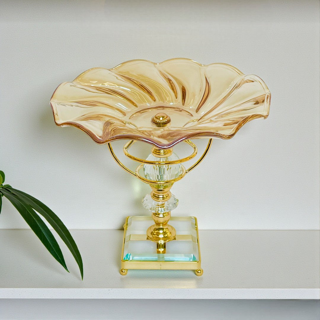 Premium Glass Tray With Crystal Base
