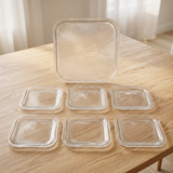 Fluted Crystal Glass Serving Tray Set of 7