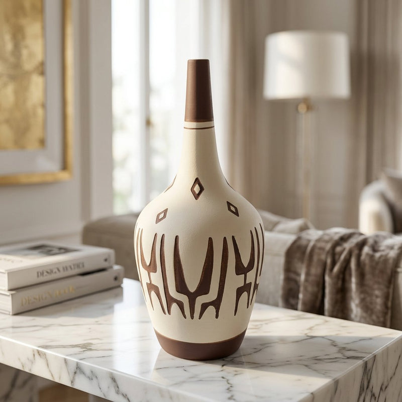 Modern Tribal Textured Bottle Vase