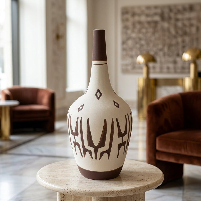 Modern Tribal Textured Bottle Vase