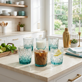 Emerald Diamond-Cut Crystal Glass Set of 6